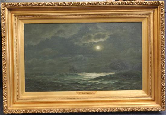 Thomas Somerscales (1842-1927) Mid Channel, 14 x 24in.